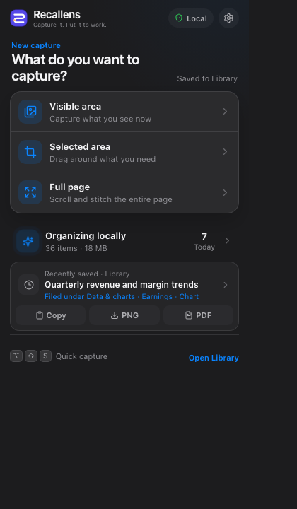Recallens English capture popup